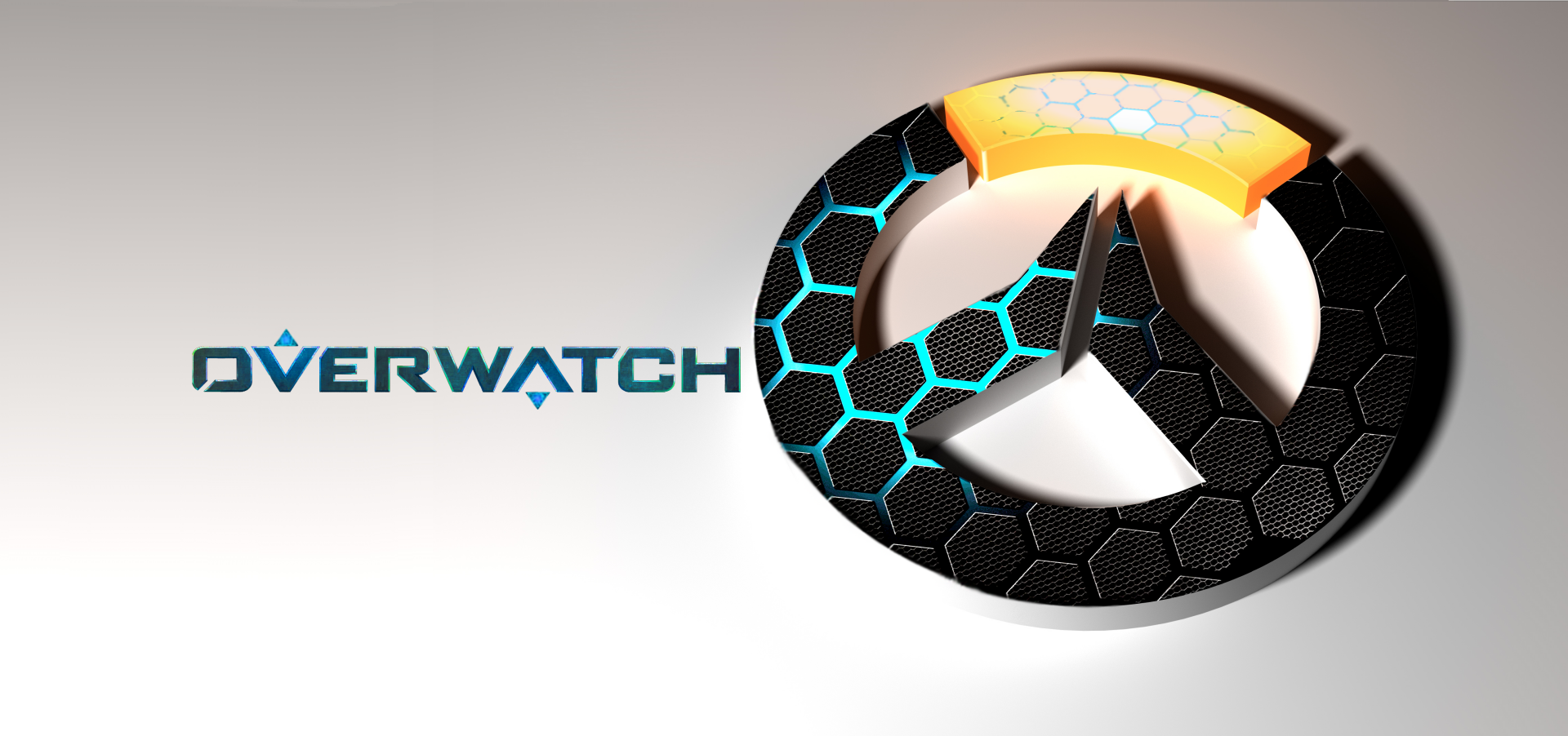 HD desktop wallpaper featuring the Overwatch logo with a modern, textured design and hexagonal patterns, set against a minimalistic background.