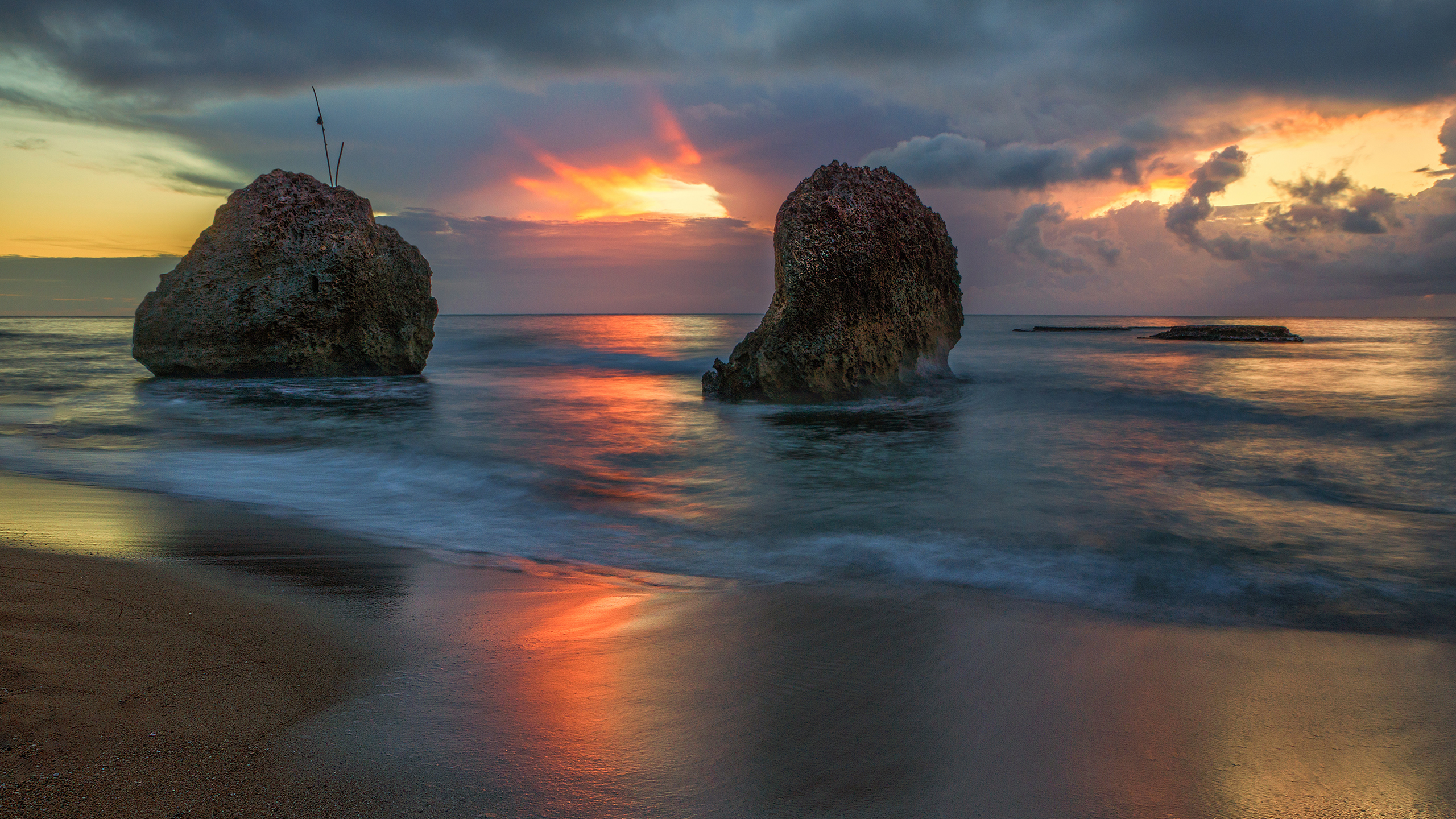 Download Horizon Sea Ocean Sunset Nature Beach HD Wallpaper
