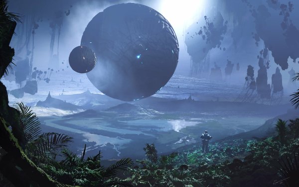 Sci Fi Landscape Floating Island Sphere HD Wallpaper | Background Image