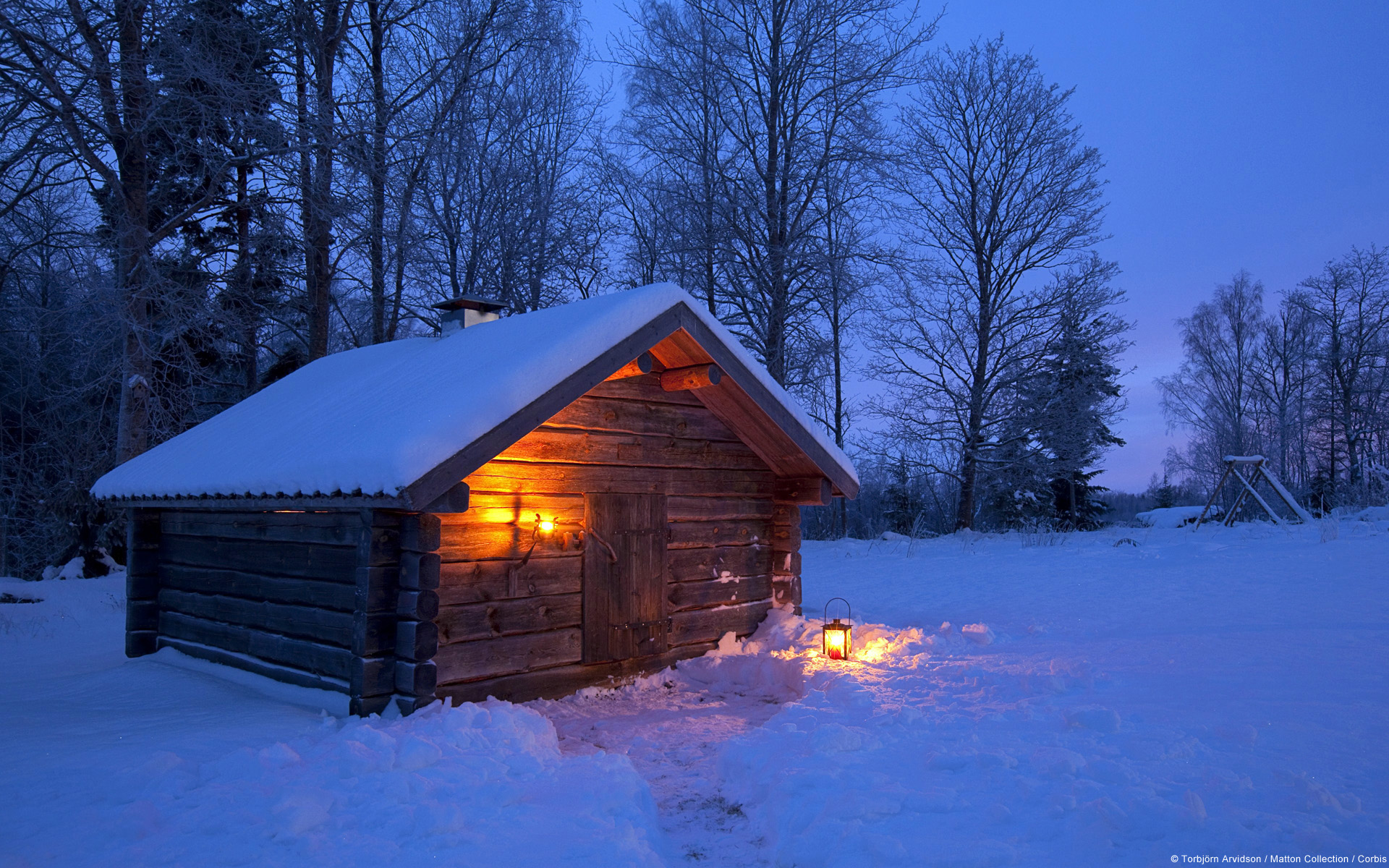 Winter Cabin 高清壁纸 桌面背景 19x10