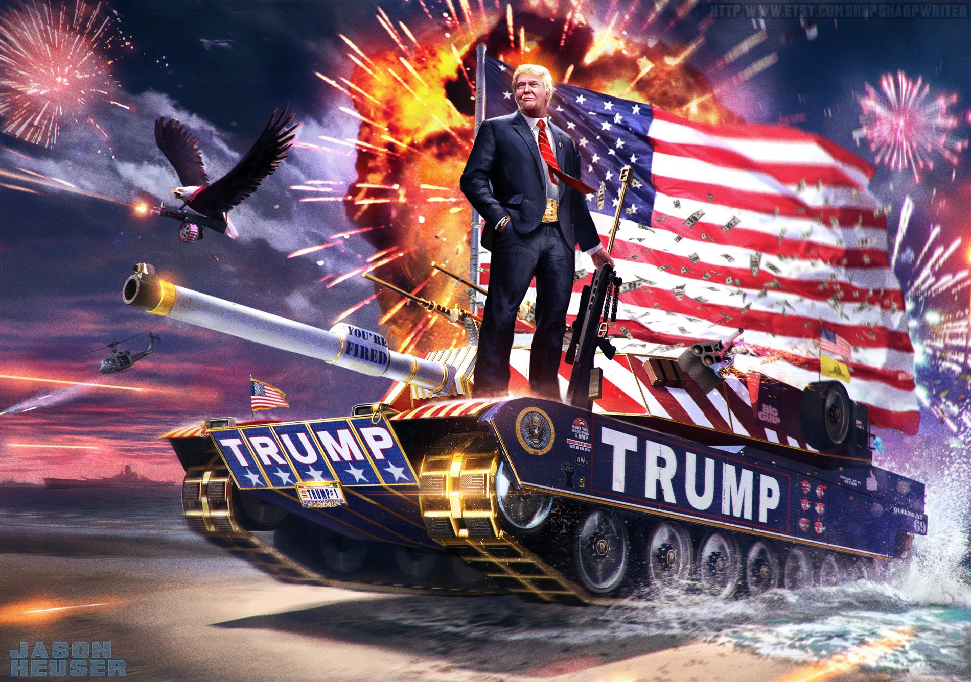 Patriotic Presidential Tank HD Wallpaper