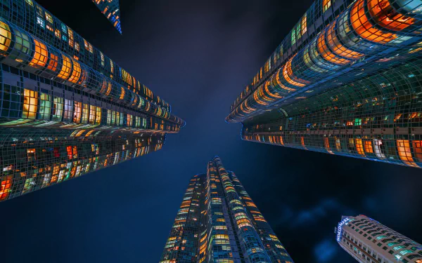South Korea Busan light night skyscraper man made city HD Desktop Wallpaper | Background Image