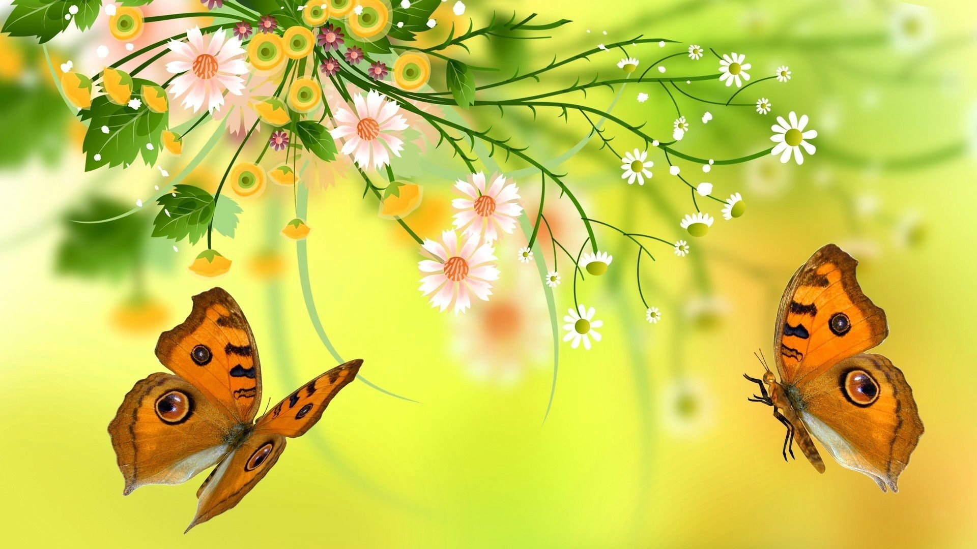 Butterflies And Flowers Hd Wallpaper Background Image