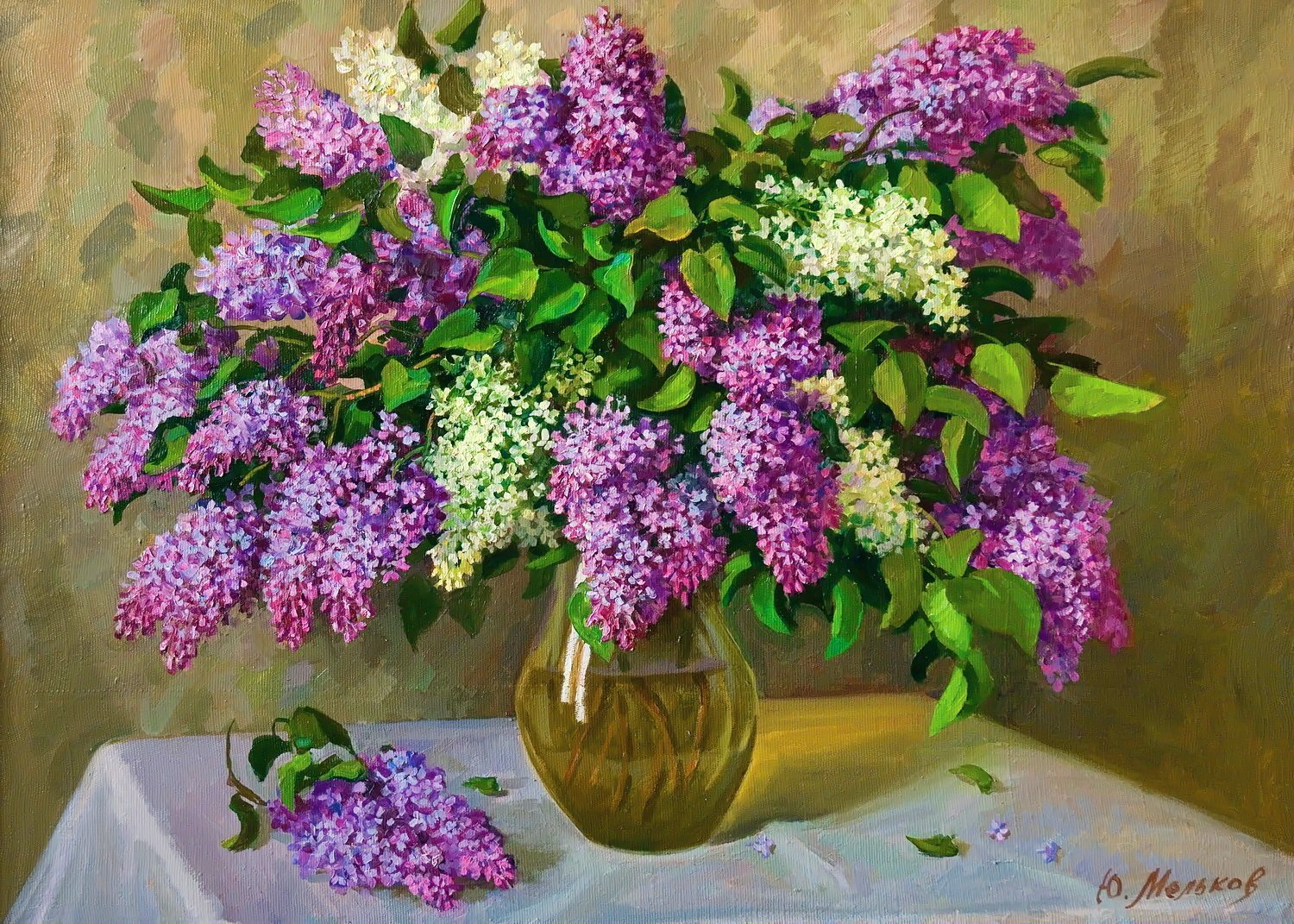 Download Vase Lilac Artistic Painting Wallpaper