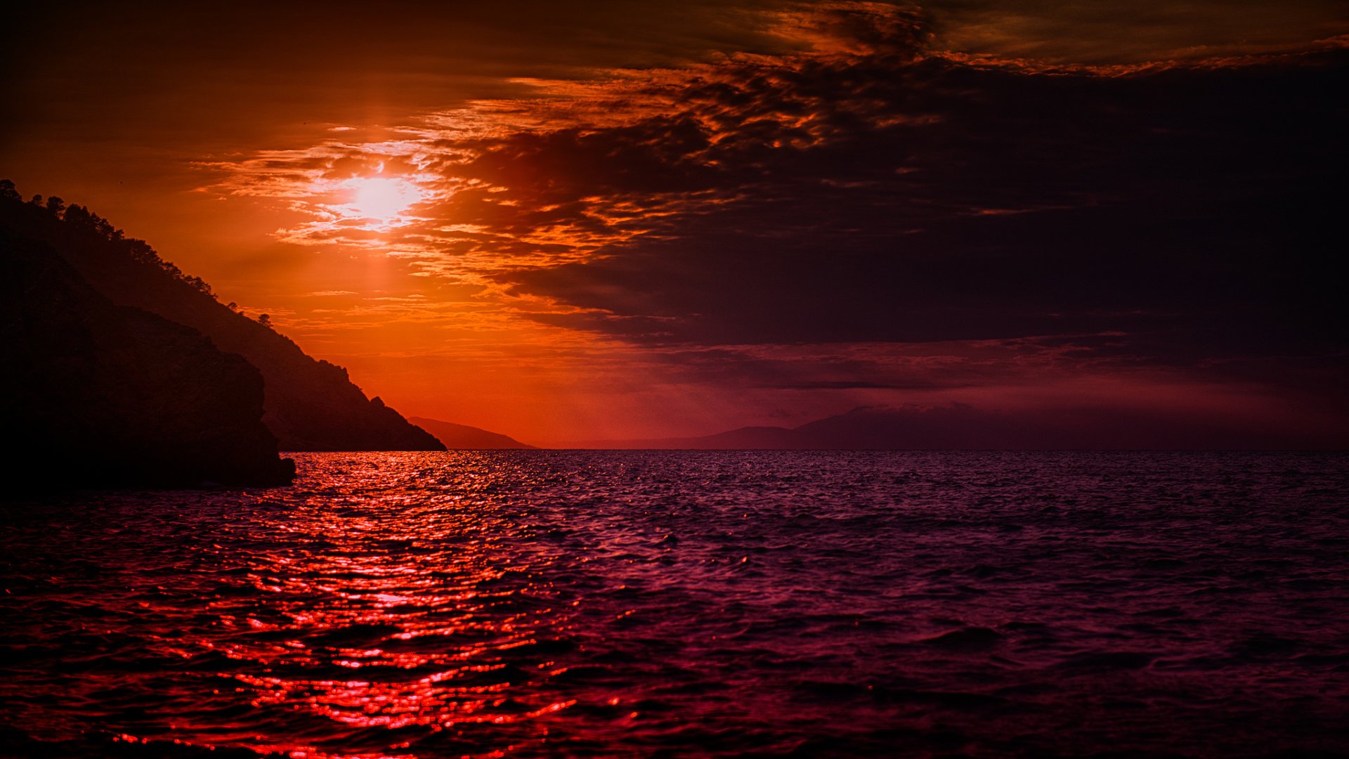 Download Lake Orange (Color) Nature Coastline Sky Sunset HD Wallpaper ...