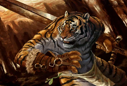 furry (anthropomorphic) fantasy tiger HD Desktop Wallpaper | Background Image