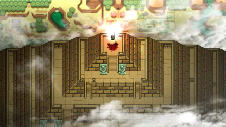 HD wallpaper of The Legend of Zelda: A Link to the Past featuring a temple entrance with a Triforce emblem above.