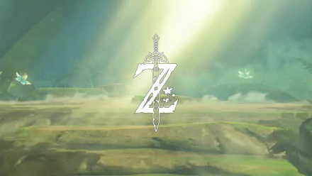 An HD desktop wallpaper featuring the iconic logo from Nintendo's game, The Legend of Zelda: Breath of the Wild, set against a mystical, radiant background.
