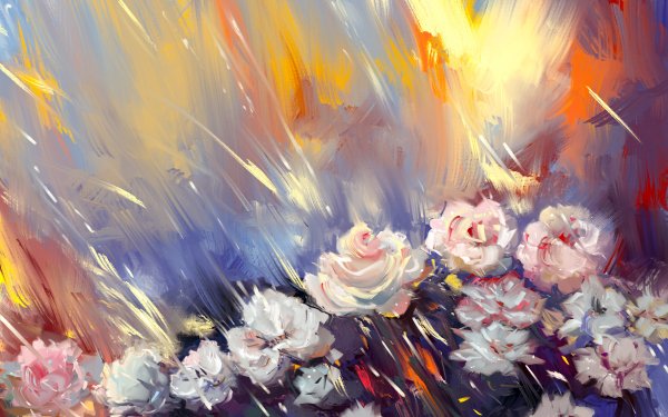 Artistic Flower Flowers White Flower Painting HD Wallpaper | Background Image