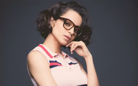 glasses brown eyes brunette actress Indian Celebrity Kangana Ranaut HD Desktop Wallpaper | Background Image