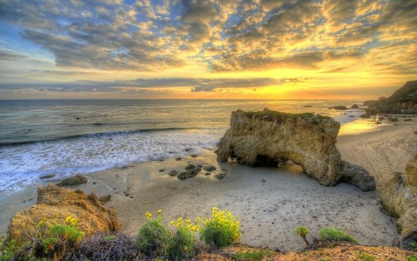 Nature Beach Ocean Sea Sunset Horizon HD Wallpaper | Background Image