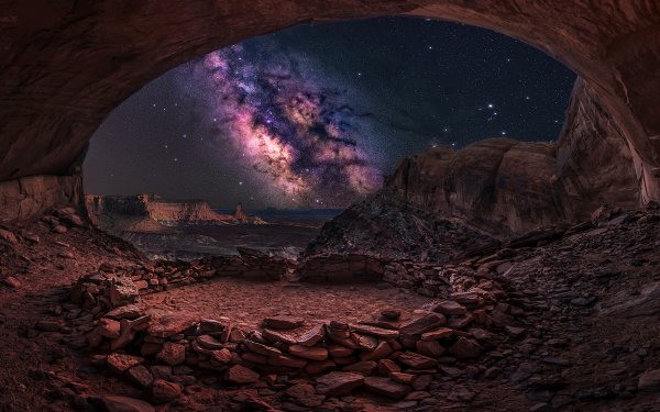 Earth Cave Caves Milky Way Starry Sky Night HD Wallpaper | Background Image