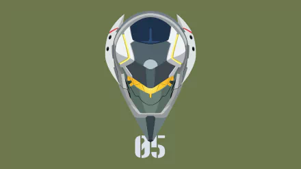 4K Ultra HD PC desktop wallpaper: minimalist anime depiction of Evangelion Unit-05's helmet from Neon Genesis Evangelion on olive background, 05 stenciled below.