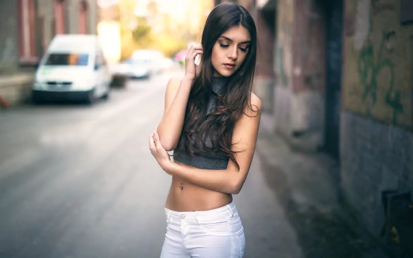 jeans brunette woman model HD Desktop Wallpaper | Background Image