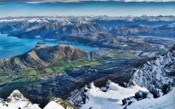 Man Made Queenstown (New Zealand) Cities New Zealand Aerial Landscape Winter HD Wallpaper | Background Image