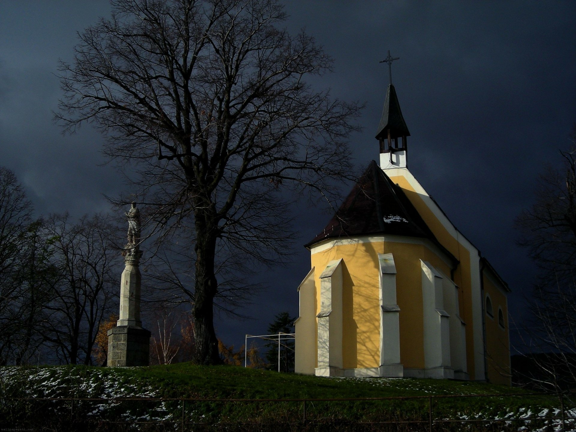 Download Tree Slovenia Religious Chapel HD Wallpaper