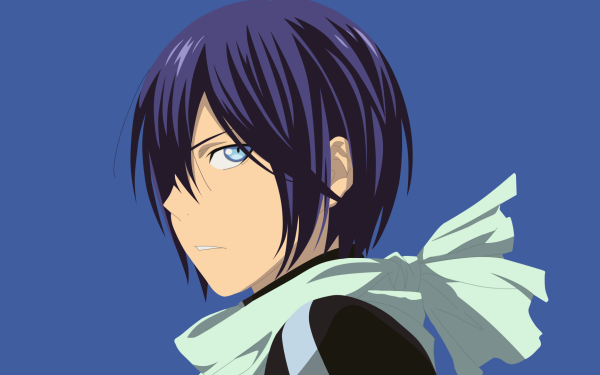 Anime Noragami Yato Minimalist Blue Hair Blue Eyes Scarf HD Wallpaper | Background Image