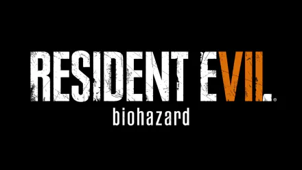 Logo of Resident Evil 7: Biohazard displayed on a black background, functioning as a high-definition PC desktop wallpaper and background for fans of the video game.
