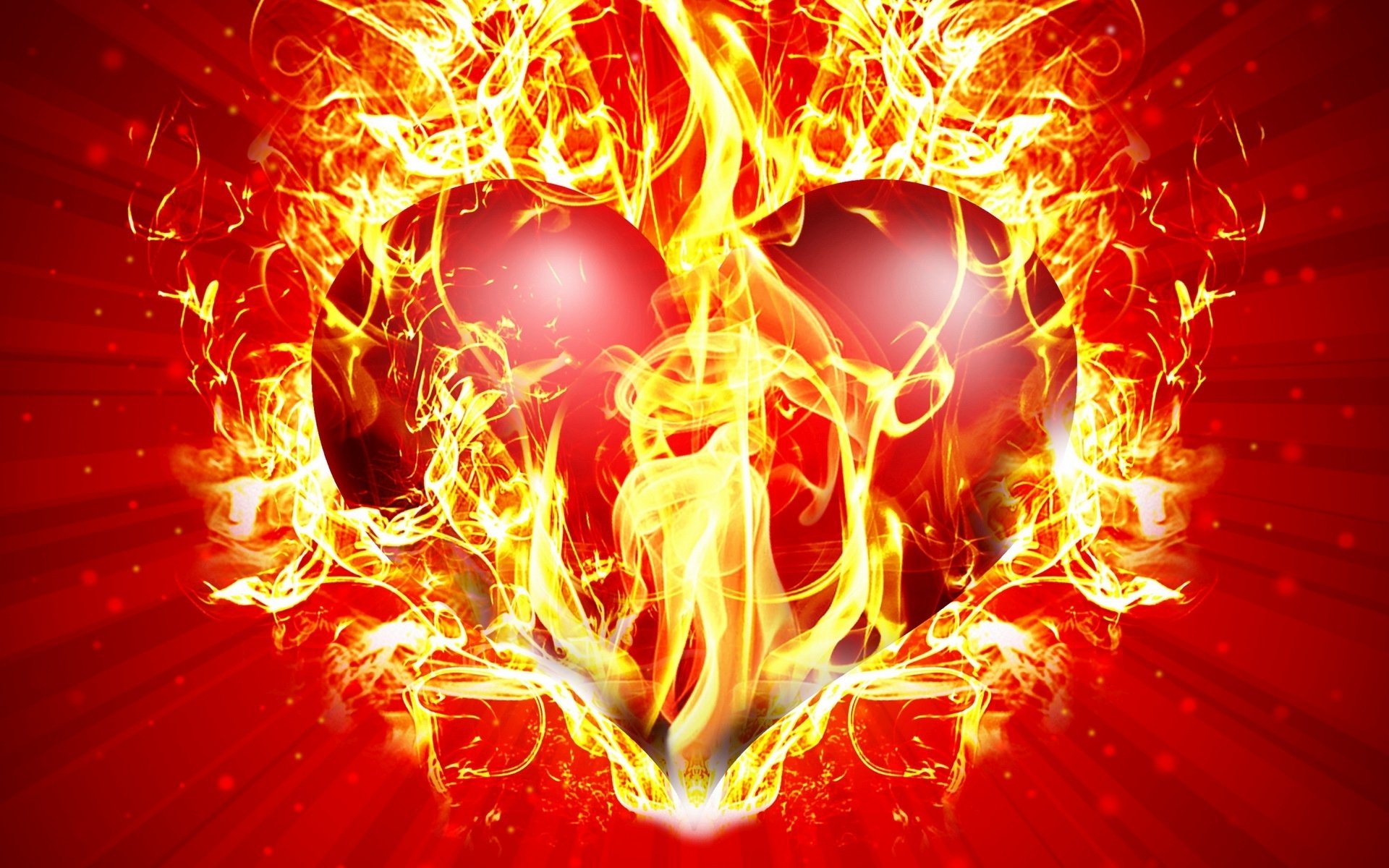 1920x1200 Heart on Fire Wallpaper Background Image. 