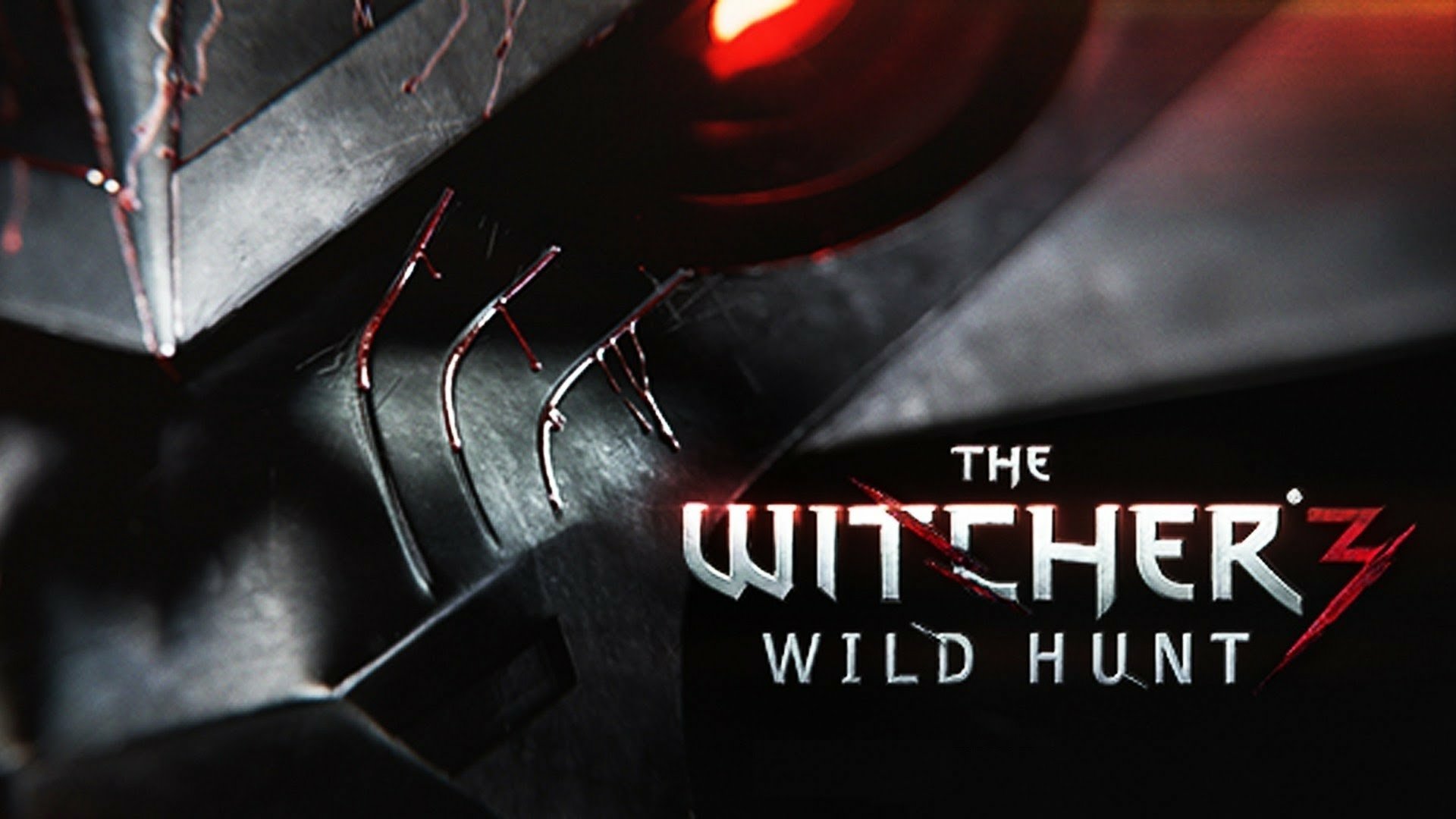 High-definition wallpaper featuring elements from the video game The Witcher 3: Wild Hunt, showcasing dramatic visuals and the game's iconic logo.