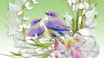  Pretty Birds in Nest
