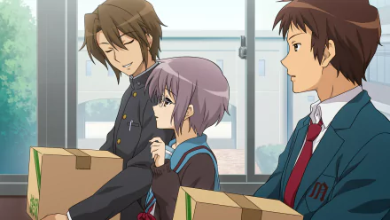 Yuki Nagato Suzumiya Haruhi no Yuuutsu Itsuki Koizumi Kyon (Haruhi) Anime The Melancholy of Haruhi Suzumiya HD Desktop Wallpaper | Background Image