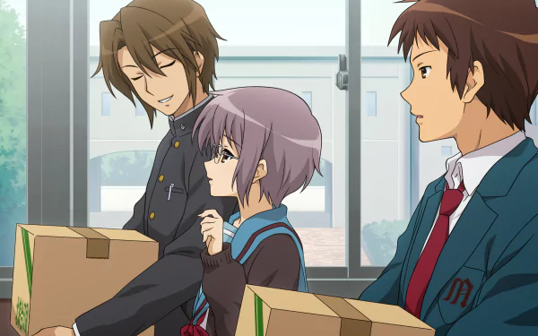 Yuki Nagato Suzumiya Haruhi no Yuuutsu Itsuki Koizumi Kyon (Haruhi) Anime The Melancholy of Haruhi Suzumiya HD Desktop Wallpaper | Background Image