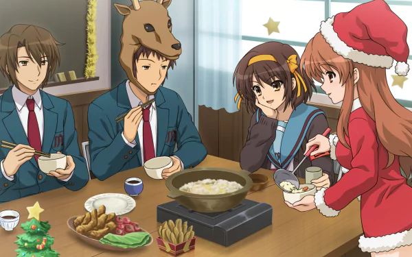 school uniform short hair brown eyes brown hair Suzumiya Haruhi no Yuuutsu Itsuki Koizumi Kyon (Haruhi) Mikuru Asahina Haruhi Suzumiya Anime The Melancholy of Haruhi Suzumiya HD Desktop Wallpaper | Background Image