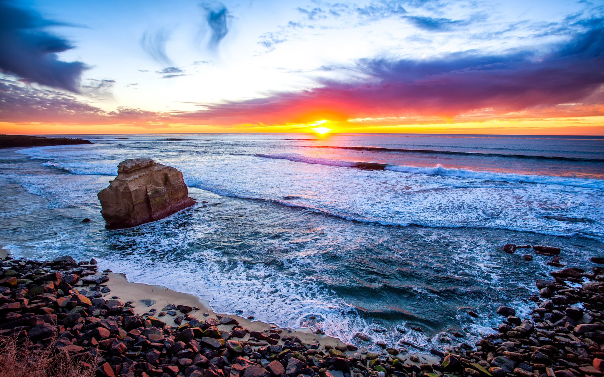  Sunset  over San Diego Beach Fond  d cran HD Arri re Plan 