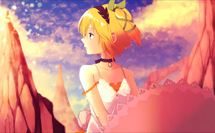 HD desktop wallpaper featuring Edna from *Tales of Zestiria the X*, portrayed in an anime style with a vibrant landscape and whimsical colors.