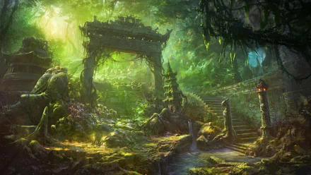  arch staircase forest overgrown debris by Shuxing Li