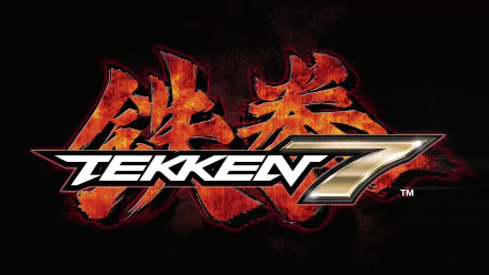 A striking HD desktop wallpaper featuring the logo of the video game Tekken 7, highlighted against a fiery background that captures the intensity of the series.