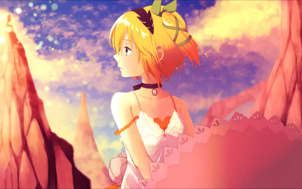 HD desktop wallpaper featuring Edna from *Tales of Zestiria the X*, portrayed in an anime style with a vibrant landscape and whimsical colors.