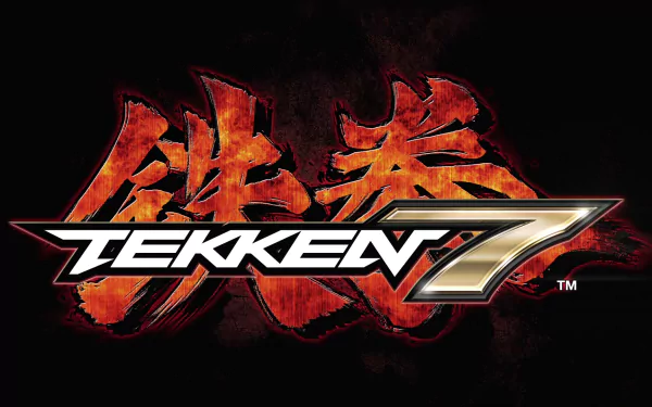 A striking HD desktop wallpaper featuring the logo of the video game Tekken 7, highlighted against a fiery background that captures the intensity of the series.