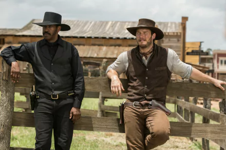 Chris Pratt Denzel Washington The Magnificent Seven movie The Magnificent Seven (2016) HD Desktop Wallpaper | Background Image