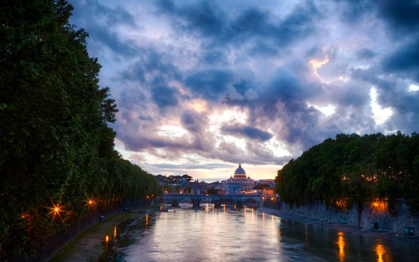 Man Made Rome Cities Italy River Evening Cloud HD Wallpaper | Background Image