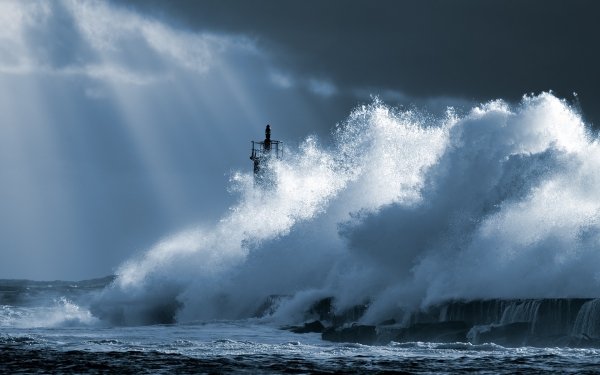 Man Made Lighthouse Wave HD Wallpaper | Background Image