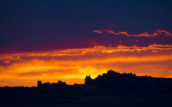 Nature Arches National Park National Park USA Utah Silhouette Sunset Hill orange Dusk Sky HD Wallpaper | Background Image