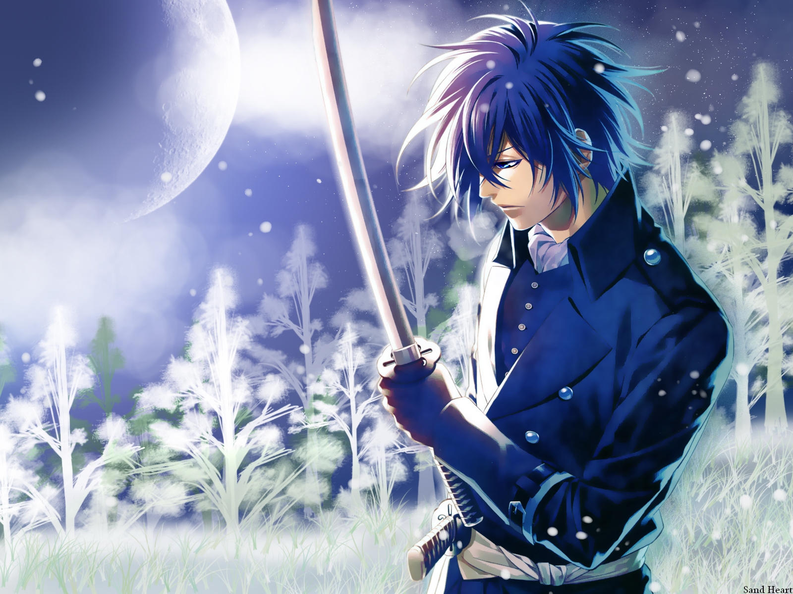 Anime Guy With Blue Hair And Sword 8733