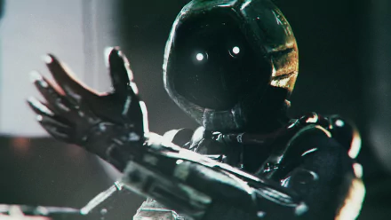 HD PC desktop wallpaper featuring a robot from the video game SOMA with glowing eyes reaching out in a dark, atmospheric setting.