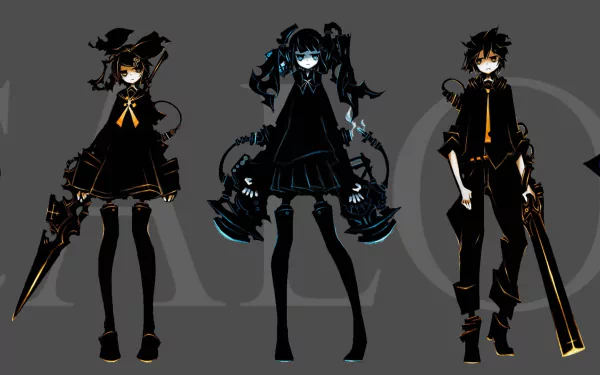 A vibrant HD desktop wallpaper featuring Vocaloid characters Kaito, Meiko, GUMI, Rin, Len, Luka, and Hatsune Miku in an anime style, showcasing their unique designs and colors.