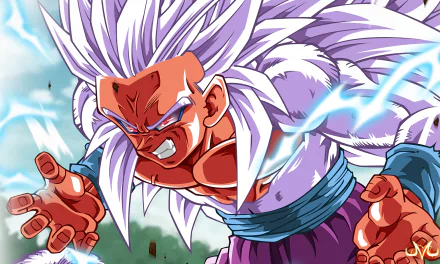 HD Anime Dragon Ball Z desktop wallpaper featuring a fierce character with spiky white hair and intense expression, charging an energy attack.
