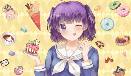 Anime Gourmet Girl Graffiti HD Desktop Wallpaper | Background Image