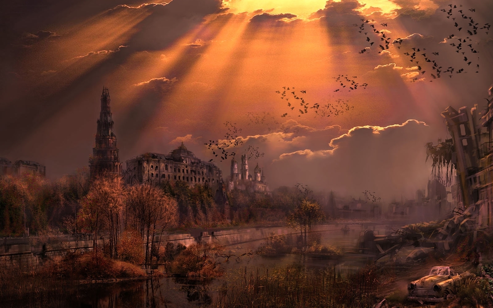 Russian Ruins at Sunset Wallpaper and Background Image  