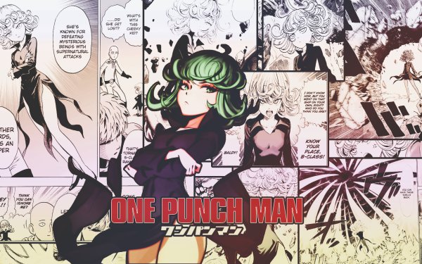 Anime One-Punch Man Tatsumaki Green Eyes Green Hair Dress Black Dress HD Wallpaper | Background Image