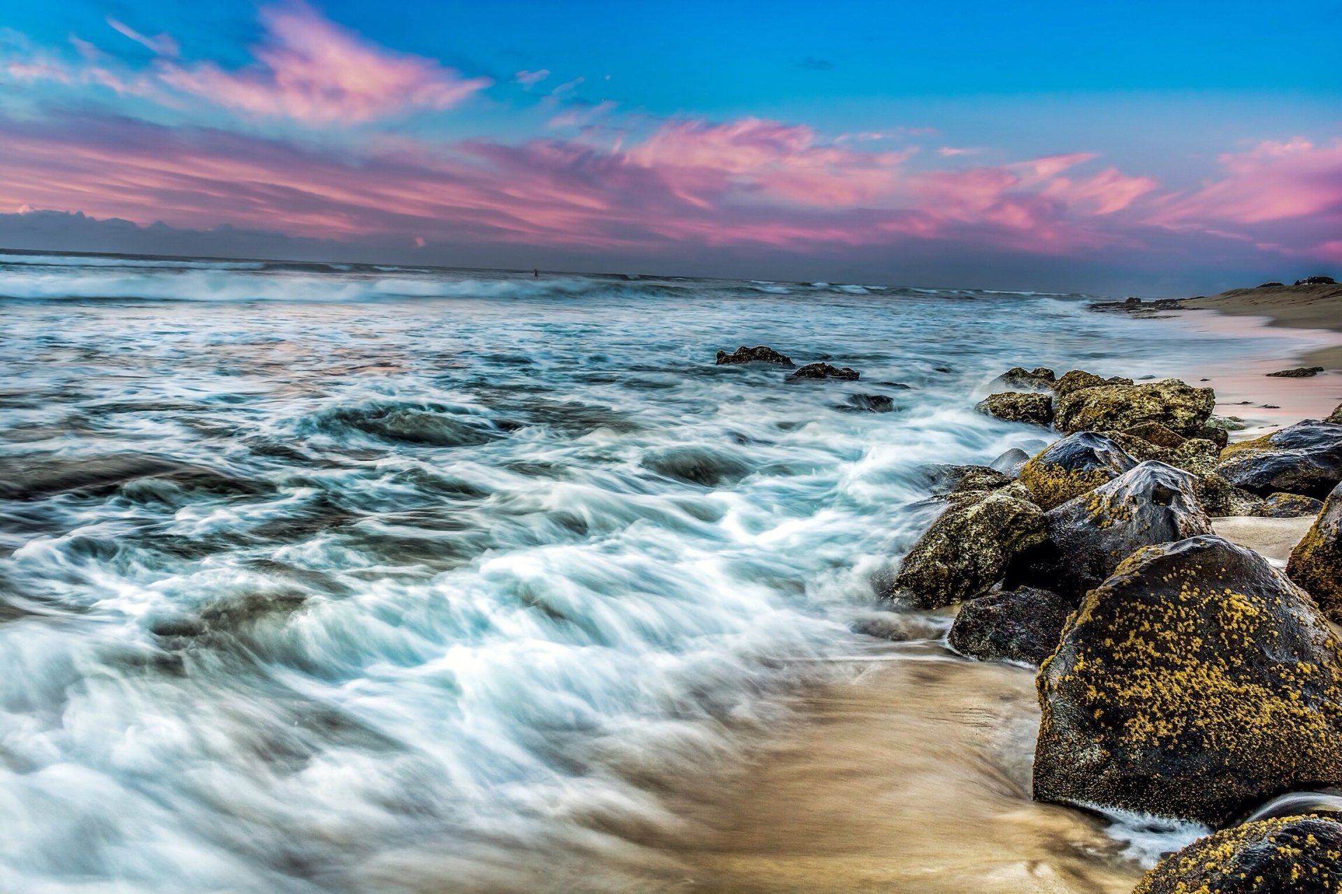 Download Sunset Sky Wave Sea Nature Ocean Ocean Waves HD Wallpaper ...