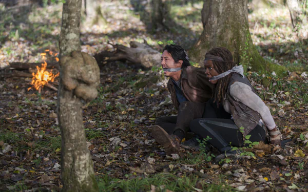 Danai Gurira Michonne (The Walking Dead) Glenn Rhee Steven Yeun TV Show The Walking Dead HD Desktop Wallpaper | Background Image