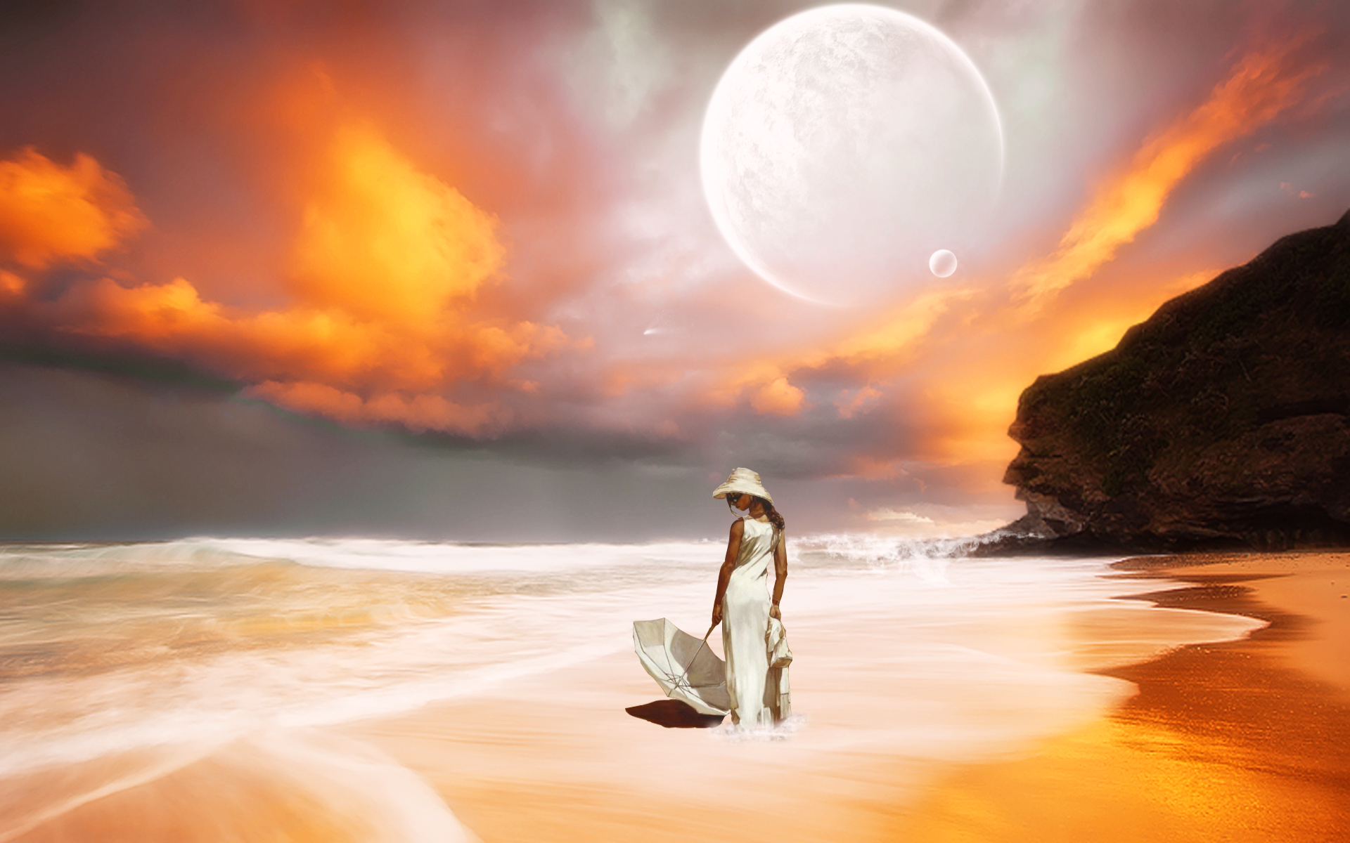 Walking on Fantasy Beach HD Wallpaper | Background Image ...