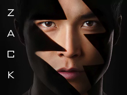 HD wallpaper featuring Zack Taylor as the Black Ranger from the Power Rangers movie (2017), showcasing a striking close-up with a dramatic design.