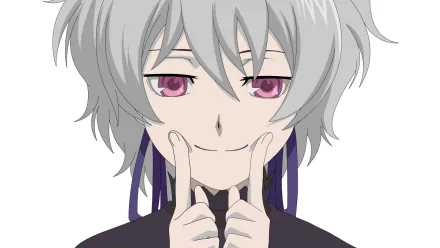 A close-up of Yin from Darker Than Black, featuring her playful expression and distinctive silver hair. This HD image serves as a striking desktop wallpaper for fans of the anime.